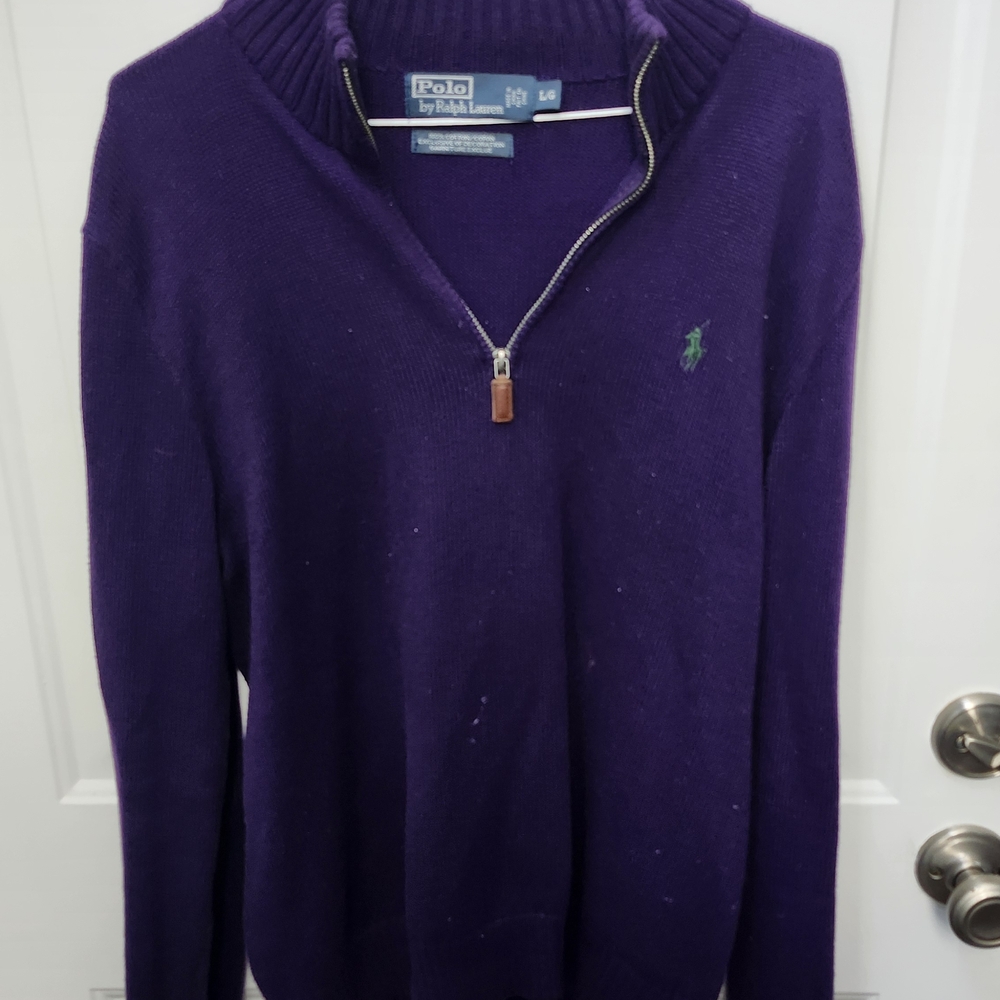 Polo by Ralph Lauren Men's Zip-Up Sweater in Deep Purple